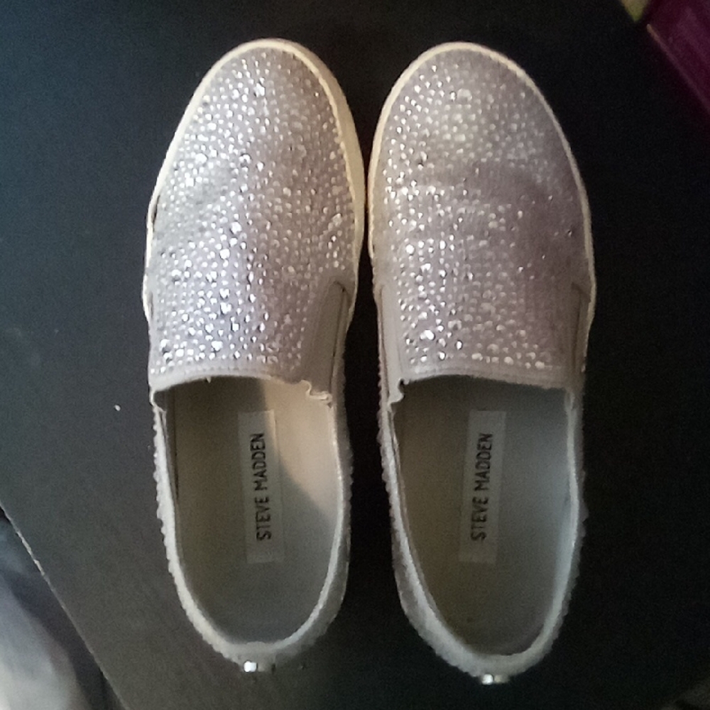 Steve Madden Kids Sparkly Slip-On Sneakers - Silver